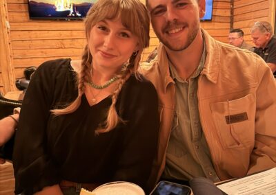 Cy and Landry at a celebration dinner