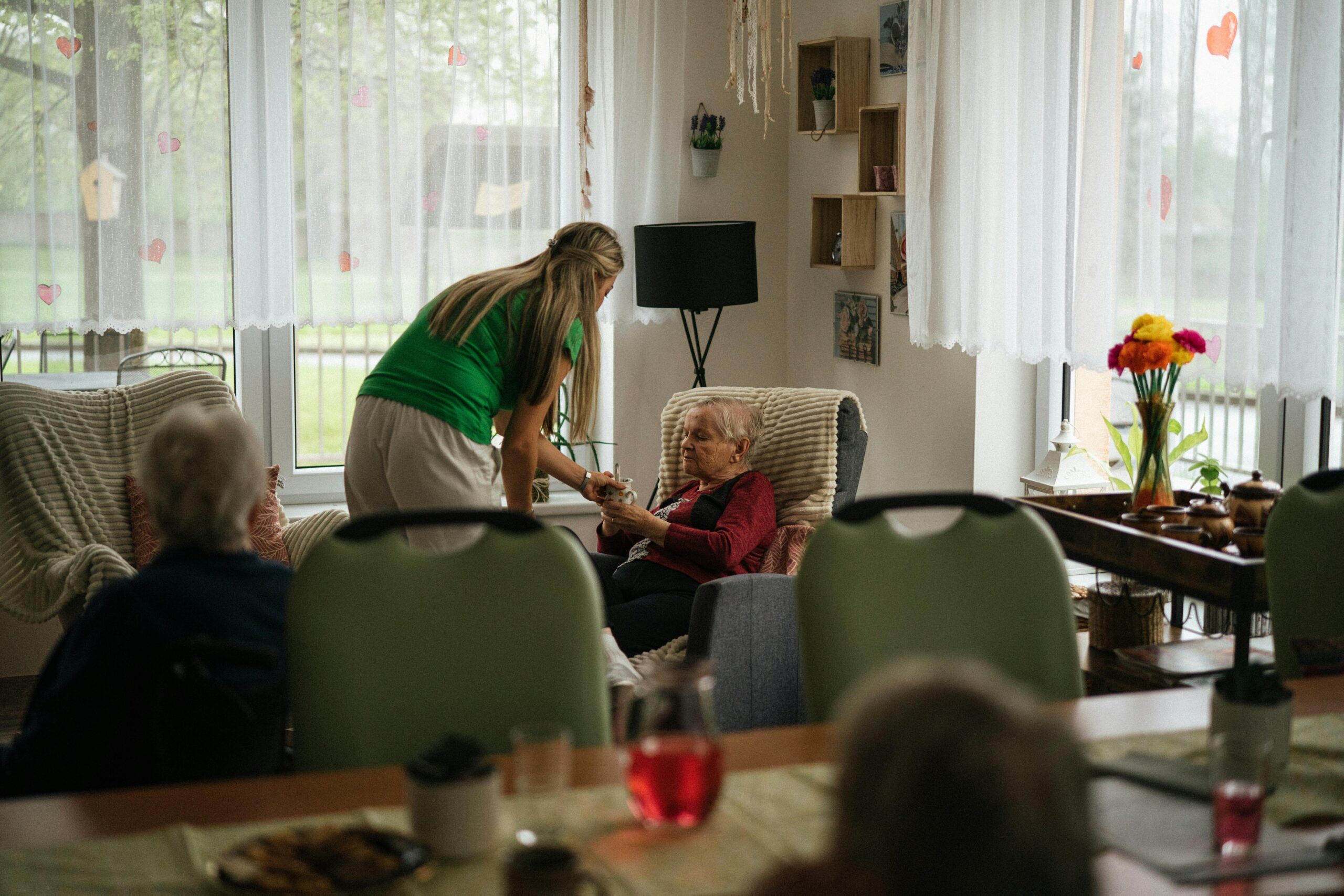 Caregiver taking care of elderly